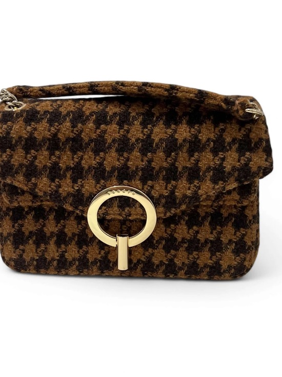Sandro Handbags - Sandro Brown Houndstooth Chain Shoulder Bag